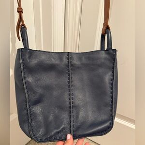The Sak Dark Blue Leather Shoulder Bag